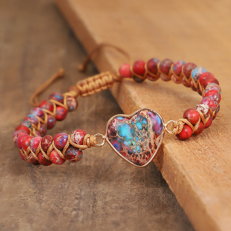 Olivenorma Red Emperor Stone Heart Bracelet