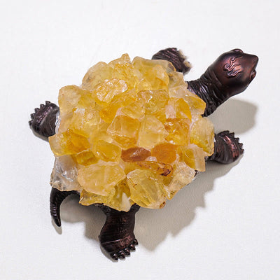 Olivenorma Natural Crystal Cluster Turtle Ornament Lamp Gemstone Decoration