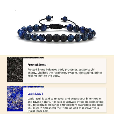Natural Crystal Stone Healing Bracelet - Lapis Lazuli&Frosted Stone - image 5
