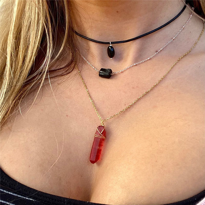 Olivenorma Healing Red Crystal Necklace