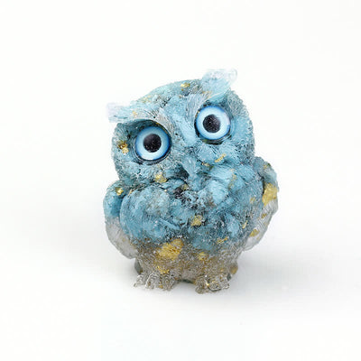 Olivenorma Natural Crystal Owl Gemstone Decoration - Turquoise+Foil - 2.28''(L) * 1.89''(W) * 1.53''(H) - image 37