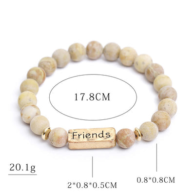 Olivenorma Natural Gemstone Friends Engraving Bracelet