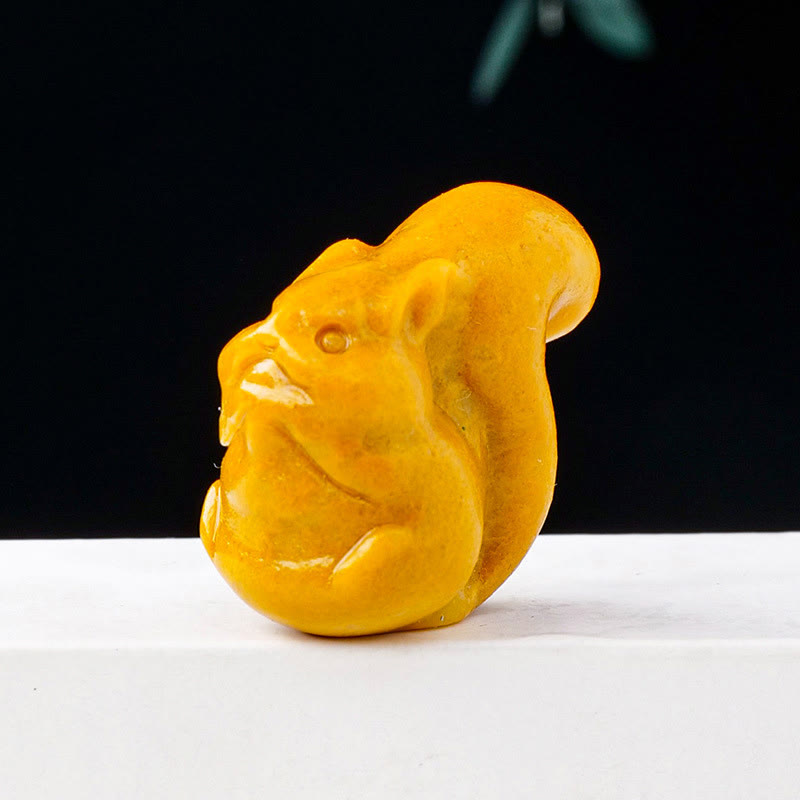 Olivenorma Natural Crystal Squirrel Carving Ornament Gemstone Decoration - Yellow Jade - image 18