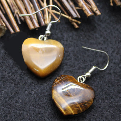 Natural Crystal Heart Healing Earrings