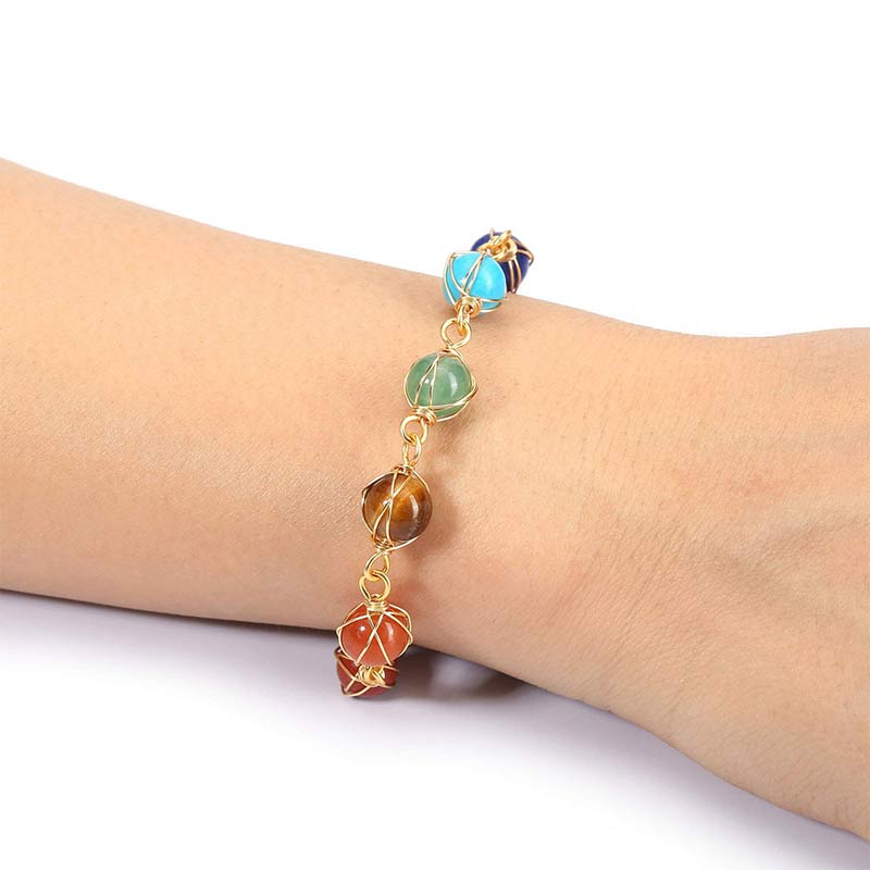 Chakra Natural Golden Color Adjustable Yoga Bracelet