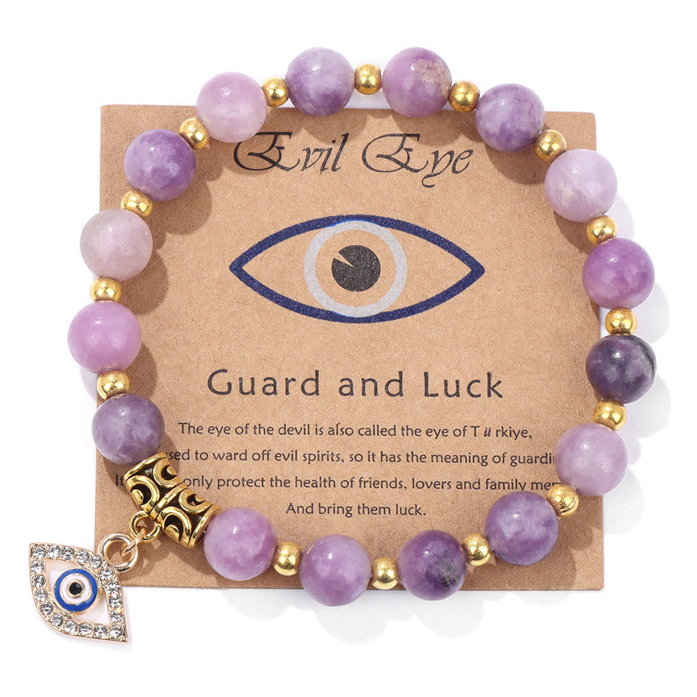 Olivenorma Natural Stone Bead Evil Eye Pendant Bracelet