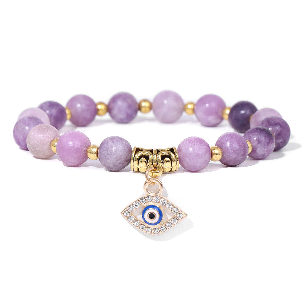 Olivenorma Natural Stone Beaded Evil Eye Pendant Bracelet