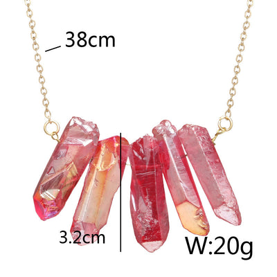 Olivenorma Natural Crystal Rough Mixed Color Crystal Pendant Necklace