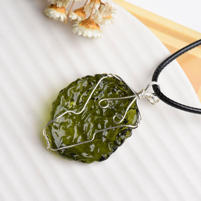 Olivenorma Natural Moldavite Irregular Necklace