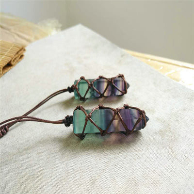 Olivenorma Natural Fluorite Hexagonal Prism Gemstone Necklace