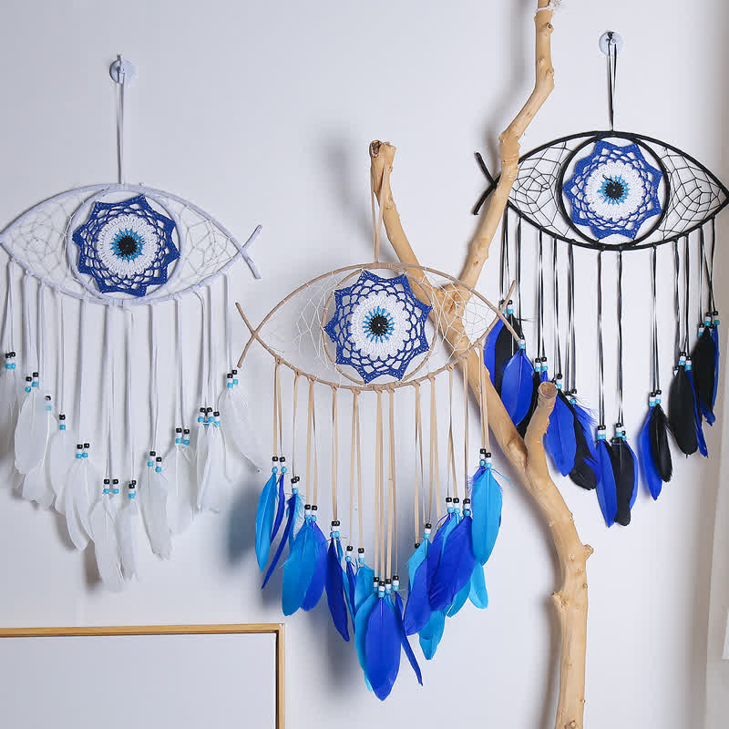 Blue Evil Eye Feather Dream Catcher