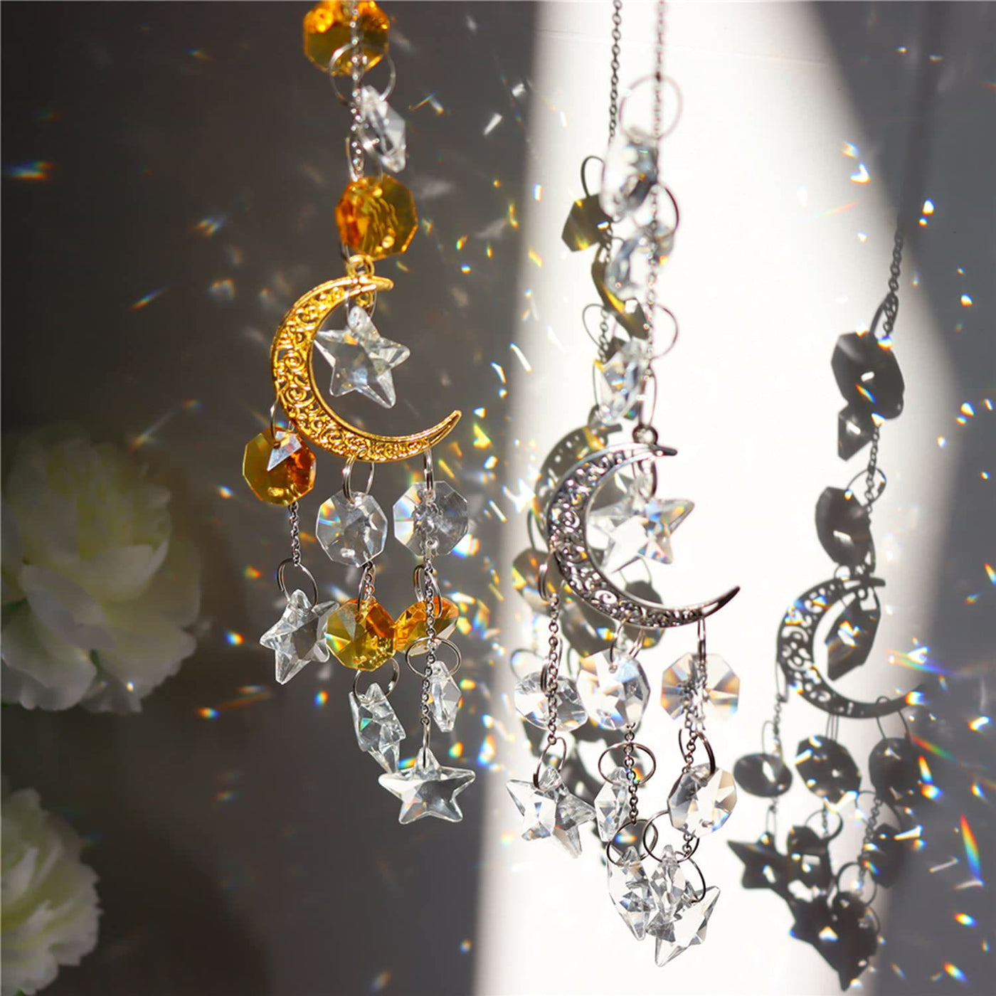 Olivenorma Moon Prism Crystal Suncatcher Wind Chime