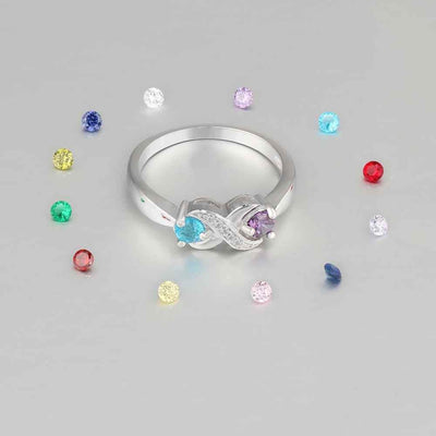 Olivenorma "Infinity"-2 Birthstones Personalized Ring