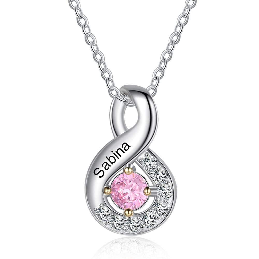 Olivenorma Women Birthstone Engraved Name Necklace