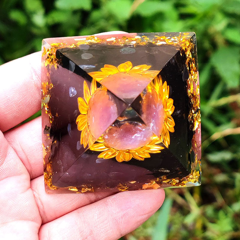 Olivenorma Black Tourmaline with Lepidolite Orgone Pyramid