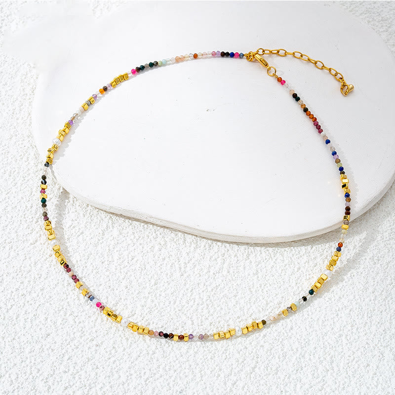 Olivenorma Colorful Natural Tourmaline Beaded Clavicle Gemstone Necklace