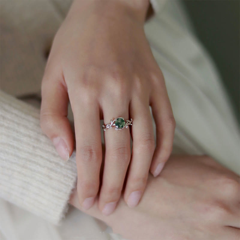 Olivenorma "Waterweed Dream" - Copper Moss Agate Ring - image 2