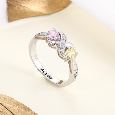 Olivenorma "Infinity"-2 Birthstones Personalized Ring