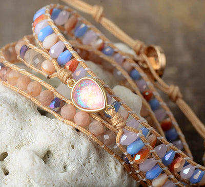 SUNSTONE & OPAL WRAP BRACELET