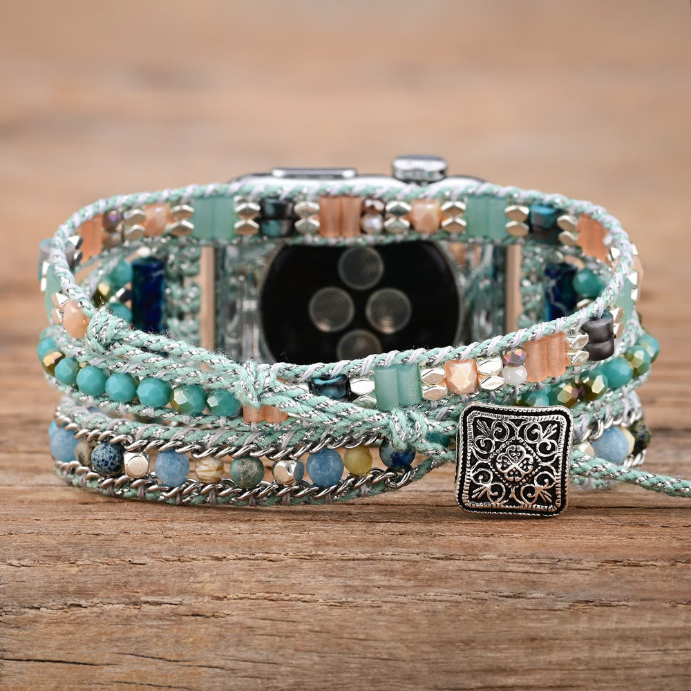 Olivenorma Mint Teal Crystal Beaded Apple Watch Strap