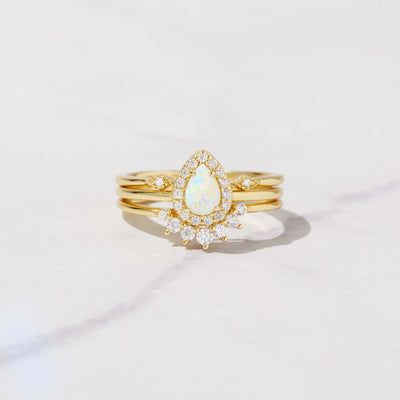 Olivenorma Opal Stacking Golden Ring Set