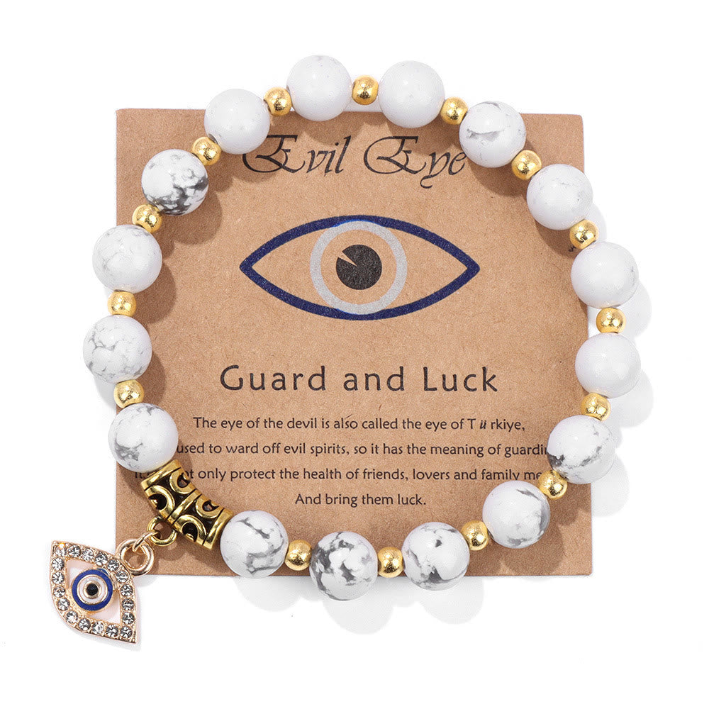 Olivenorma Natural Stone Bead Evil Eye Pendant Bracelet