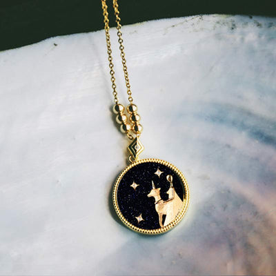 Blue Sandstone Listening Zodiac Necklace