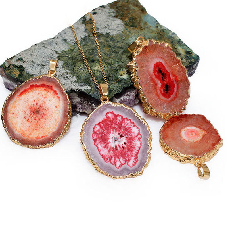 Olivenorma Natural Crystal Geode Pendant