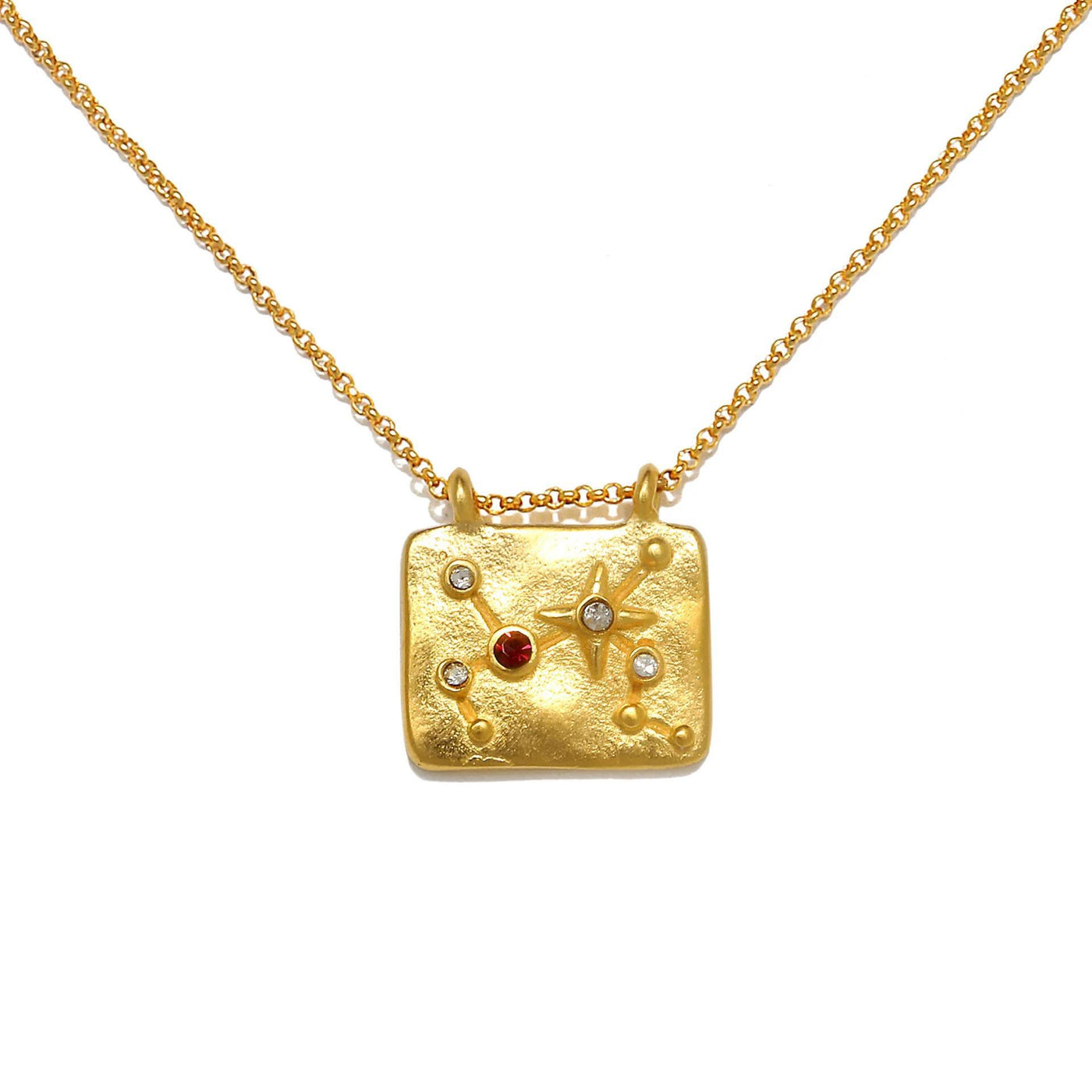 Olivenorma White Zircon Zodiac Copper Plated 18k Gold Necklace