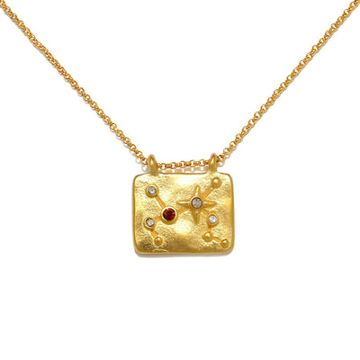 Olivenorma White Zircon Zodiac Copper Plated 18k Gold Necklace