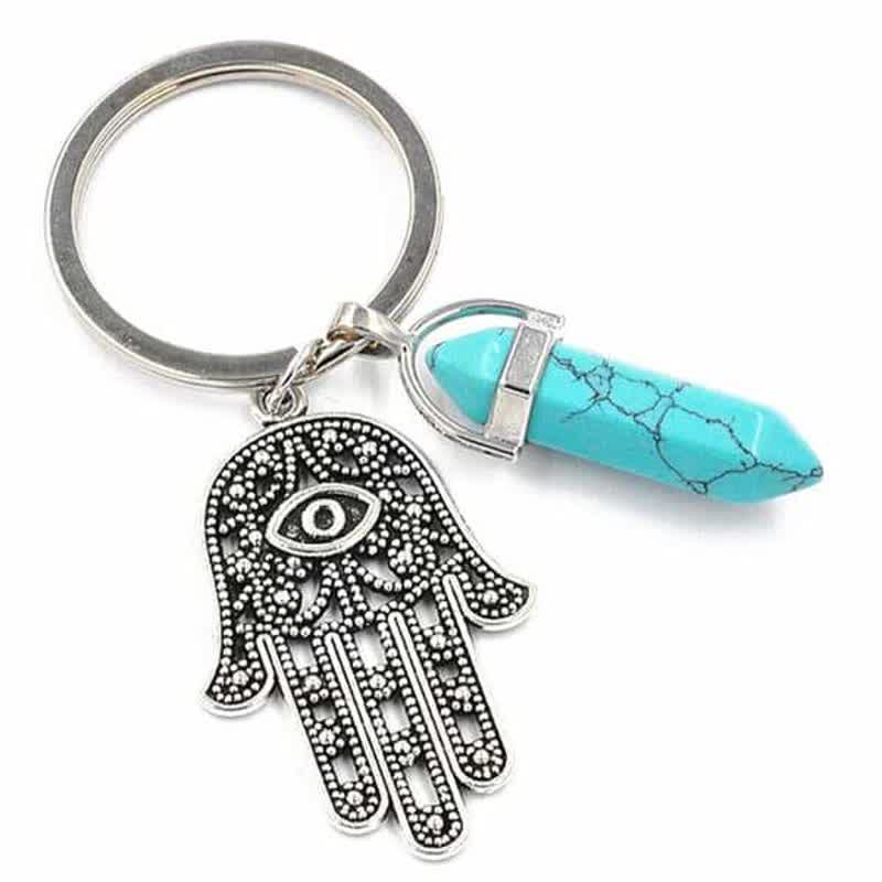 Olivenorma Inspiring Hamsa Hand Crystal Keychain - Turquoise - image 15