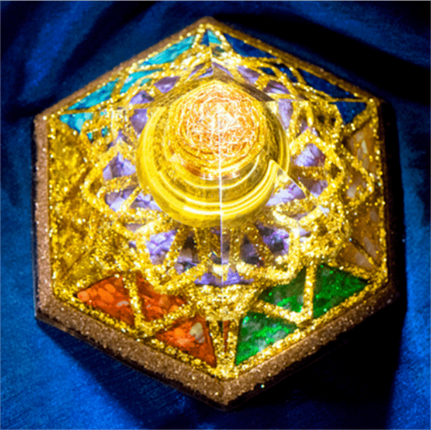 Olivenorma Holy Light-Hexahedral Tiger Eye Crystal Tower Orgone Pyramid