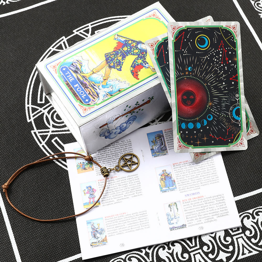 Olivenorma Bronzing Cosmic Red Sun Silver Tarot Deck Cards