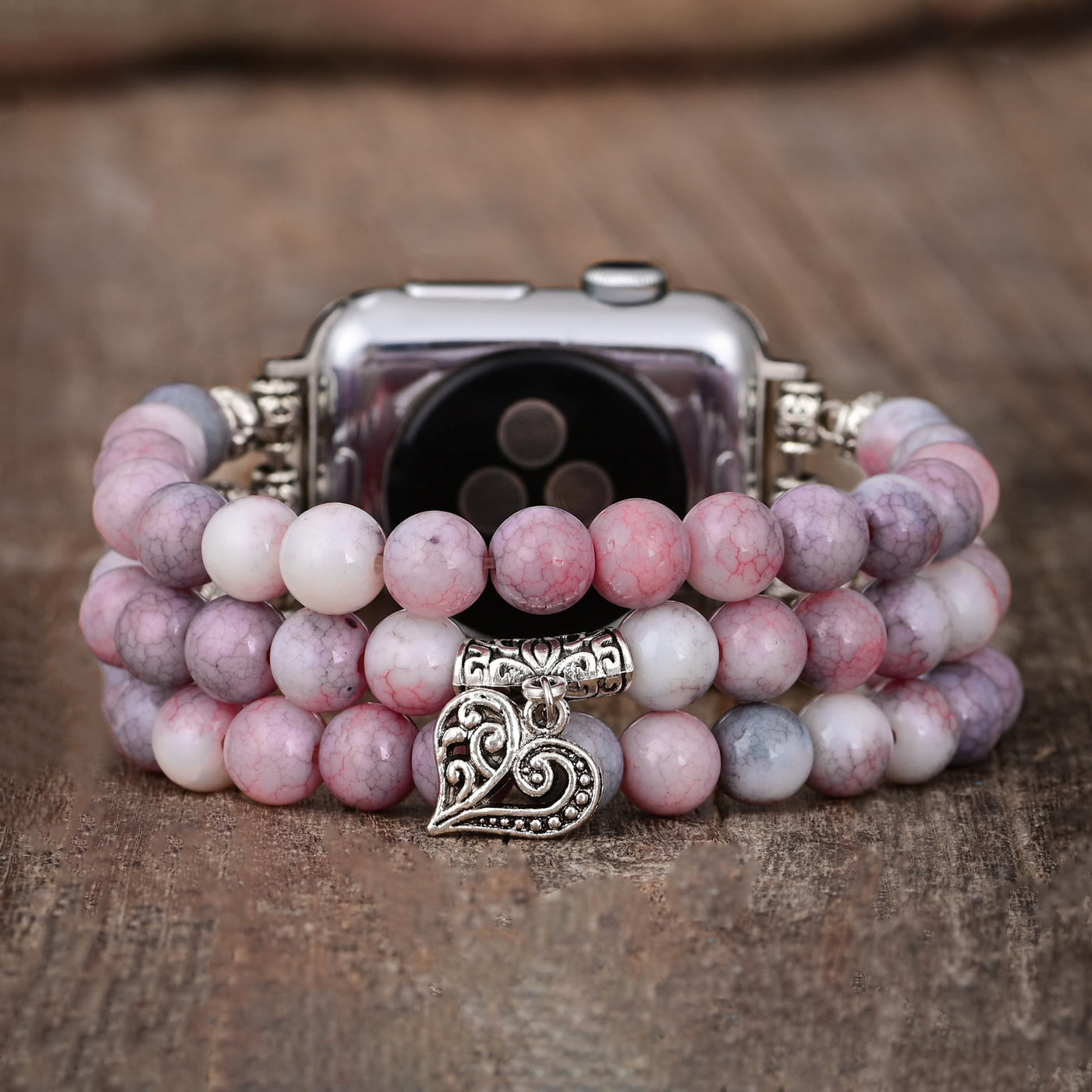 Olivenorma Rhodochrosite Beaded Elastic Cord Apple Watch Strap