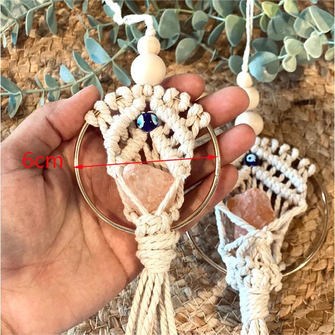 Olivenorma Rose Quartz Evil Eye Weaving Car Pendant Ornament