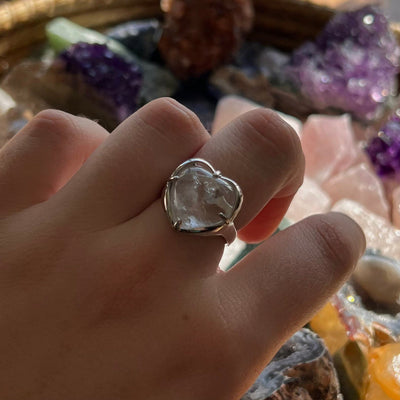 Olivenorma Natural Stone Crystal Heart Ring