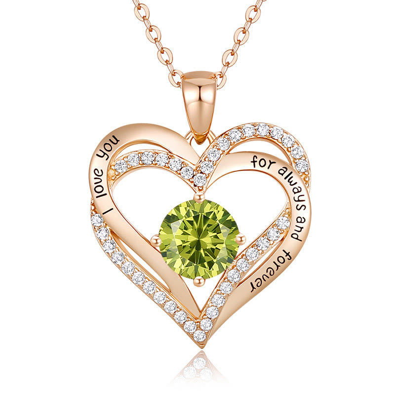 Olivenorma "I love you for always and forever" - Birtshtone Heart Necklace - Rosegold - August - image 11