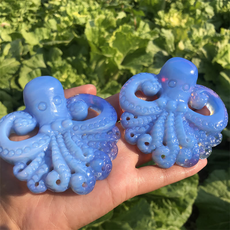 Olivenorma Natural Blue Opalite Octopus Gemstone Decoration