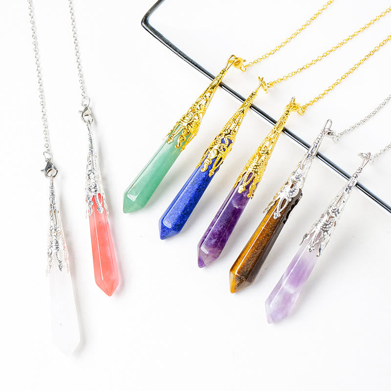 Olivenorma Natural Crystal Golden Silver Copper Chain Pendulum