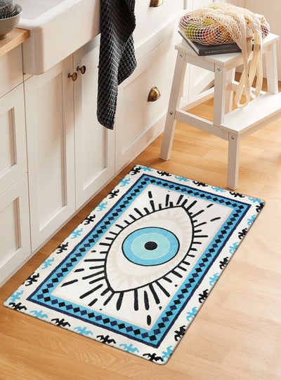 Olivenorma Blue Evil Eye Antibacterial Washable Rugs Carpet