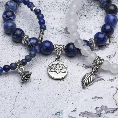 Olivenorma Sodalite Lotus Balance 3 - Piece Bracelet