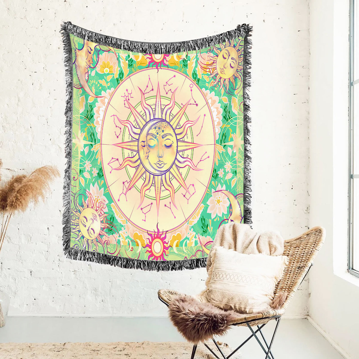 Olivenorma Meditation Chakra Pattern Lace Tassel Tapestry