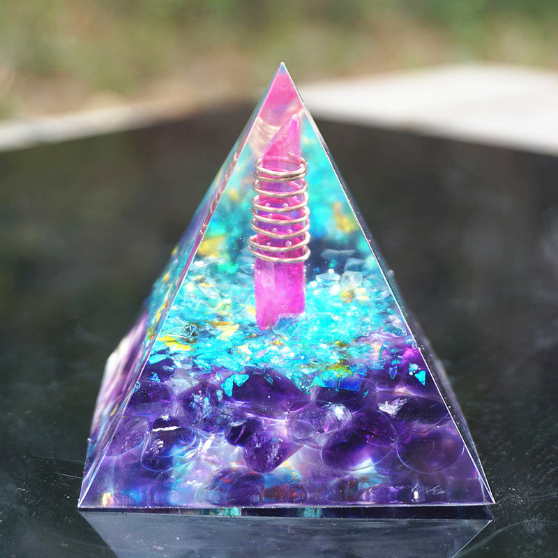 Olivenorma Amethyst Aquamarine Orgone Pyramid