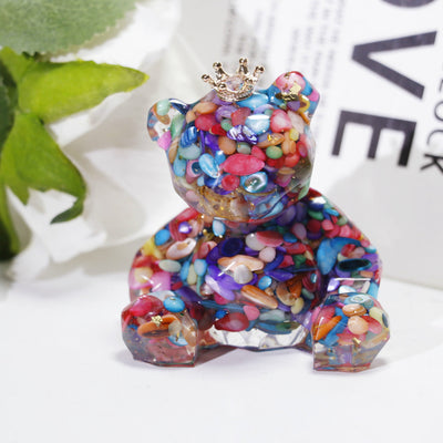 Olivenorma Crystal Gravel Resin Bear Ornament Gemstone Decoration