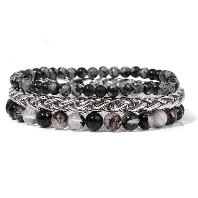 Olivenorma "Peace And Calm" Retro Rose Stone Bracelet Set