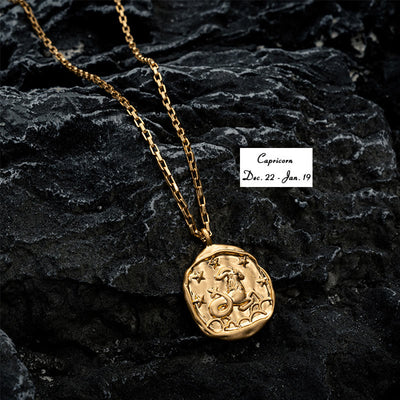 Olivenorma Zodiac Electroplated 18k Gold Titanium Steel Necklace