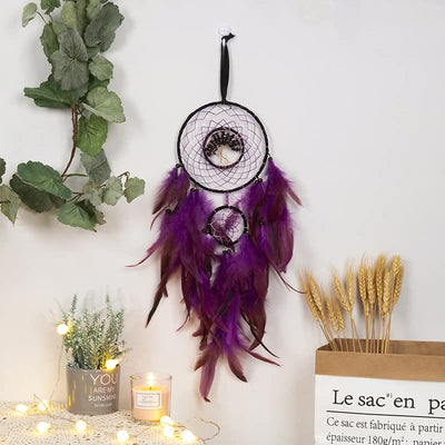 Olivenorma Amethyst Crystal Tree of Life Dream Catcher