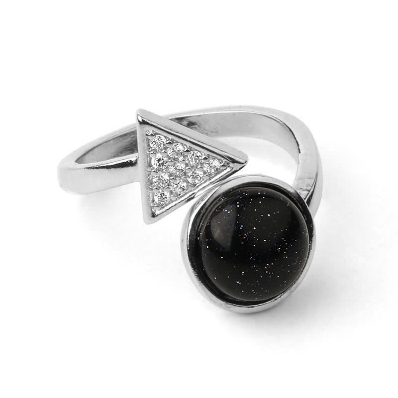 Olivenorma Geometric Shape Natural Crystal Adjustable Ring