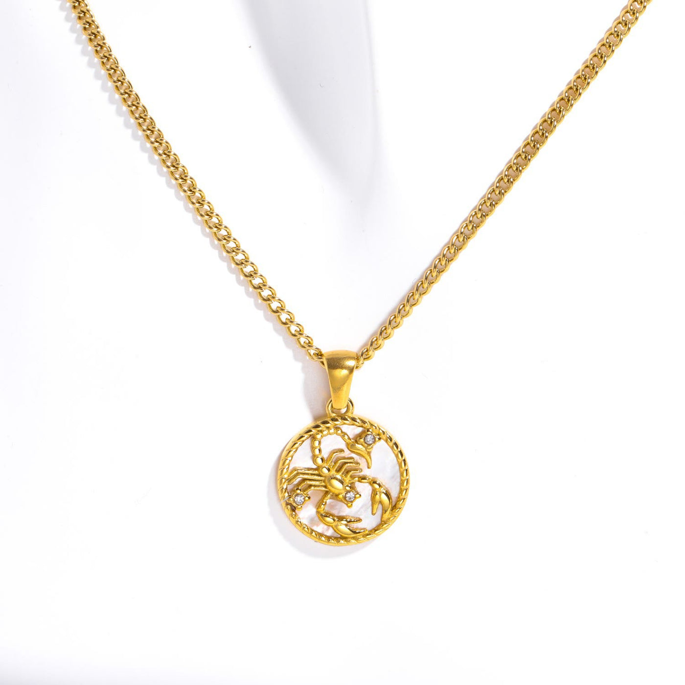 Olivenorma Shell Zodiac 18k Gold Titanium Steel Necklace