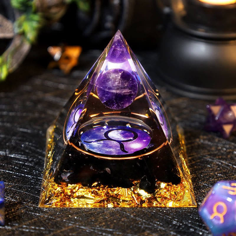 Olivenorma Amethyst Ball Obsidian Gravel Zodiac Taurus Orgone Pyramid